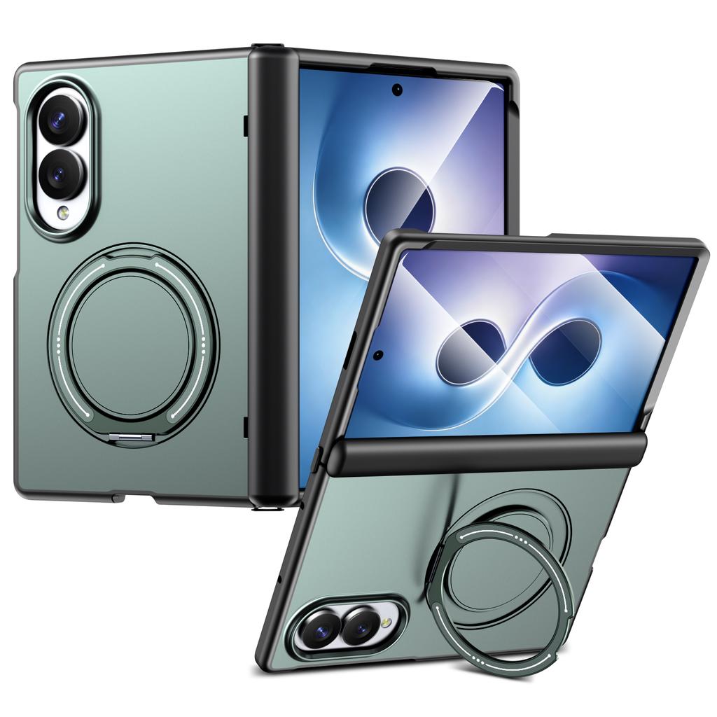 Aluminum Alloy Back Cover Phone Case for Samsung Galaxy Z Fold 8 Wide 5G with 360° Rotating Ring Kickstand Hinge Protect Cover