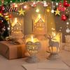 Distressed Retro Ornament 2Pcs Christmas Hollow Metal Candle Holder Vintage Tabletop Tealight Lantern Xmas Party Decor Elk Tree Star & Heart
