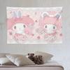 Sanrio My Melody Tapestry Sweet Piano Print Cute Cartoon Wall Hanging Aesthetic Bedroom Decor for Dorm  Home Decoration