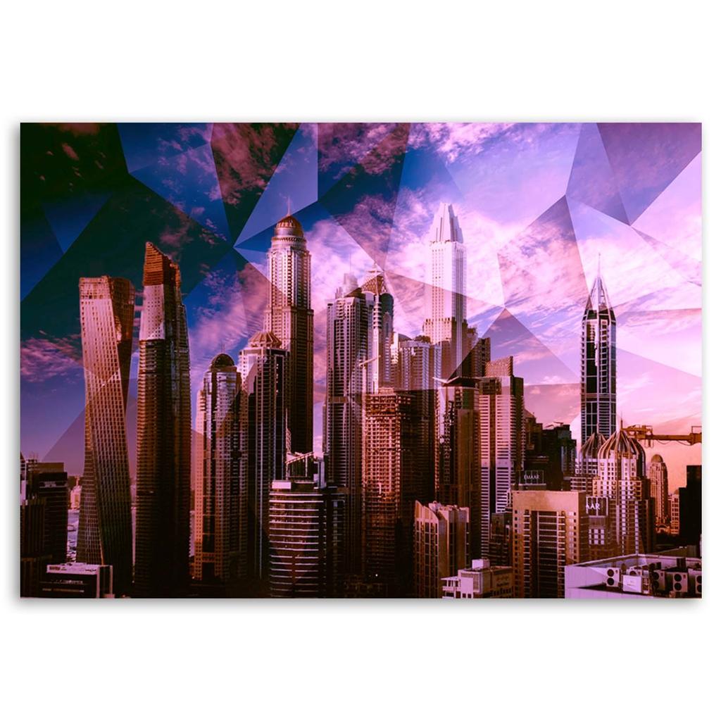 Canvas Print, Geometric City - Purple