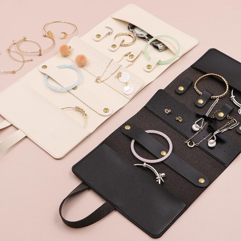 Elegant Jewelry Travel Storage Case Small Organizers with Multiple Compartments Pockets Home Accessory for Valuables