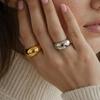 18K Gold-Plated Stainless Steel Geometric Arc Ring 