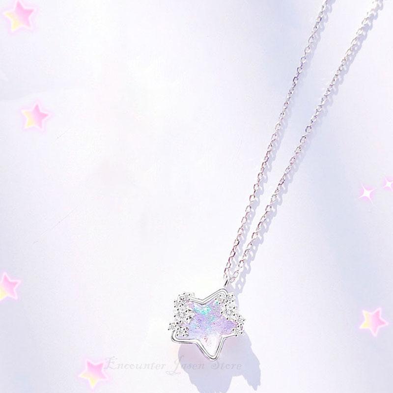 2023 Cute Trendy Star Moon Sugar Necklace New Moon Cloud Collarbone Chain Will Change Color Sugar Birthday Women's Gifts Jewelry