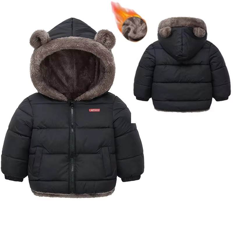 Childrens Winter Thick Padded Fleece Warm Coats Hooded Outerwear Kids Snowsuit
