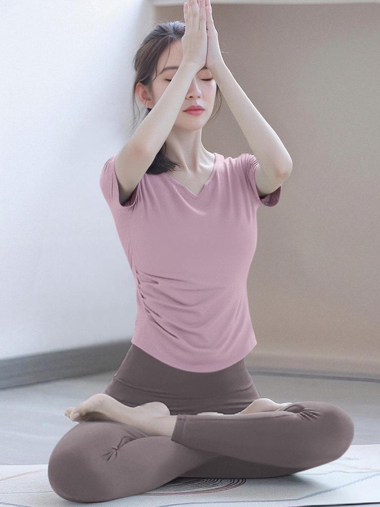 Stylish Women's Yoga & Pilates Fitness Top - 2026 New Short Sleeve Set