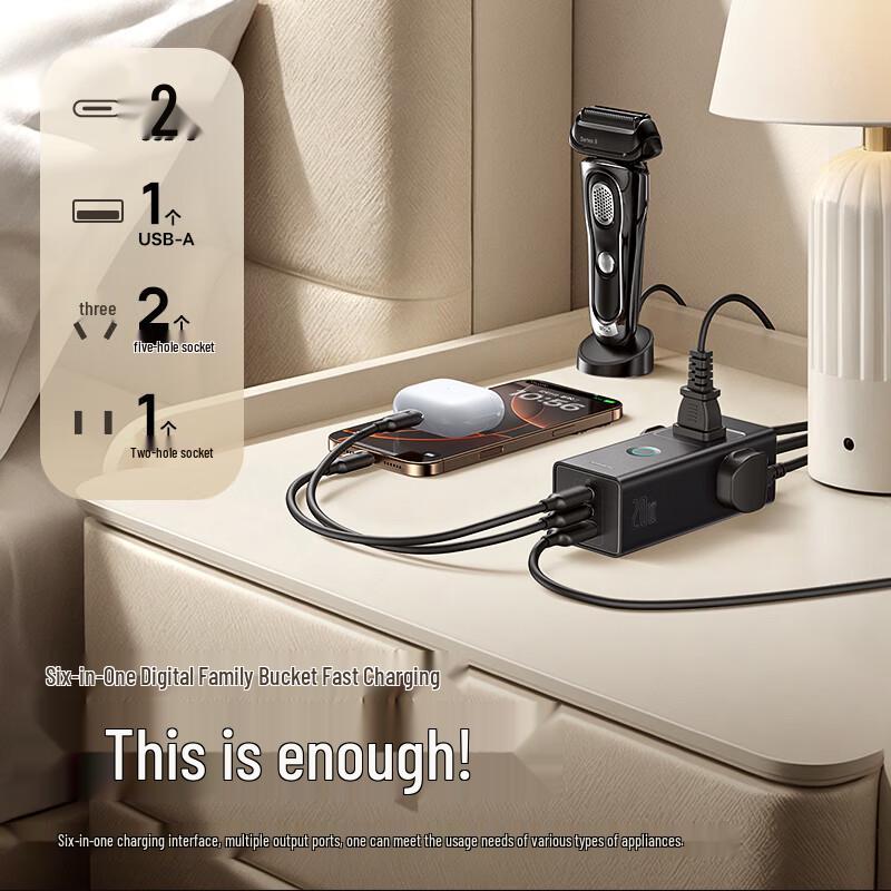 Baseus Carregador de Régua de Tomada de Mesa Multi-Porta GaN 30W