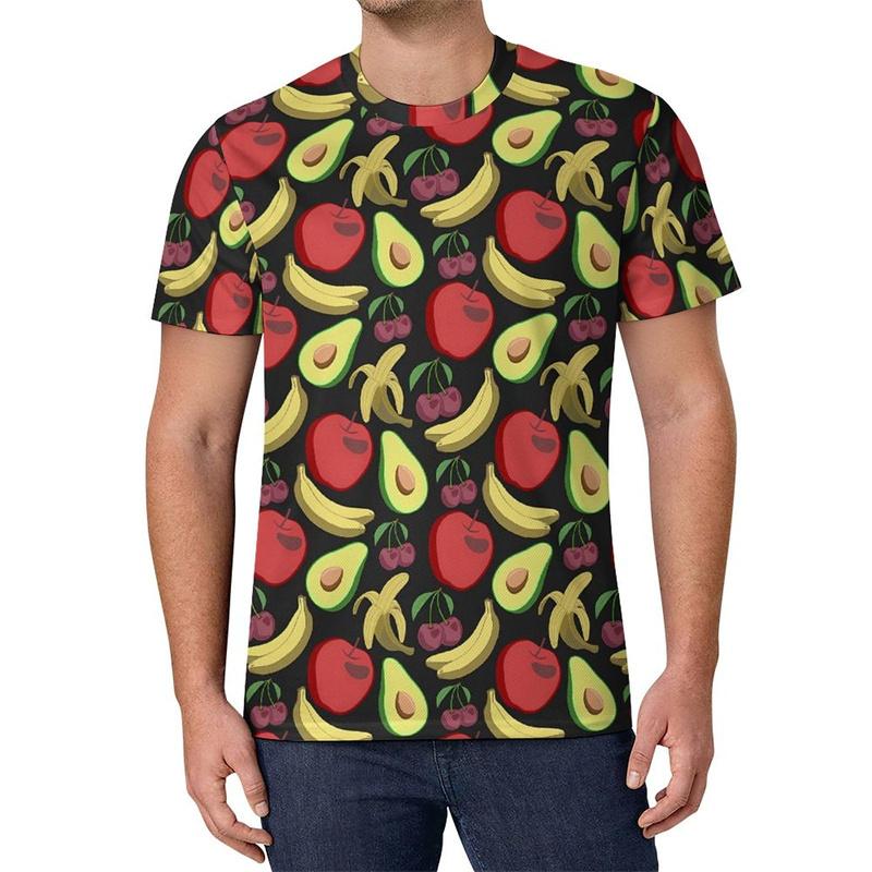 Hot Sale Lemon Strawberry Fruit Pattern T Shirt Summer Fashion 3D Printed Short Sleeve  Simple Design Casual Oversized T-Shirt