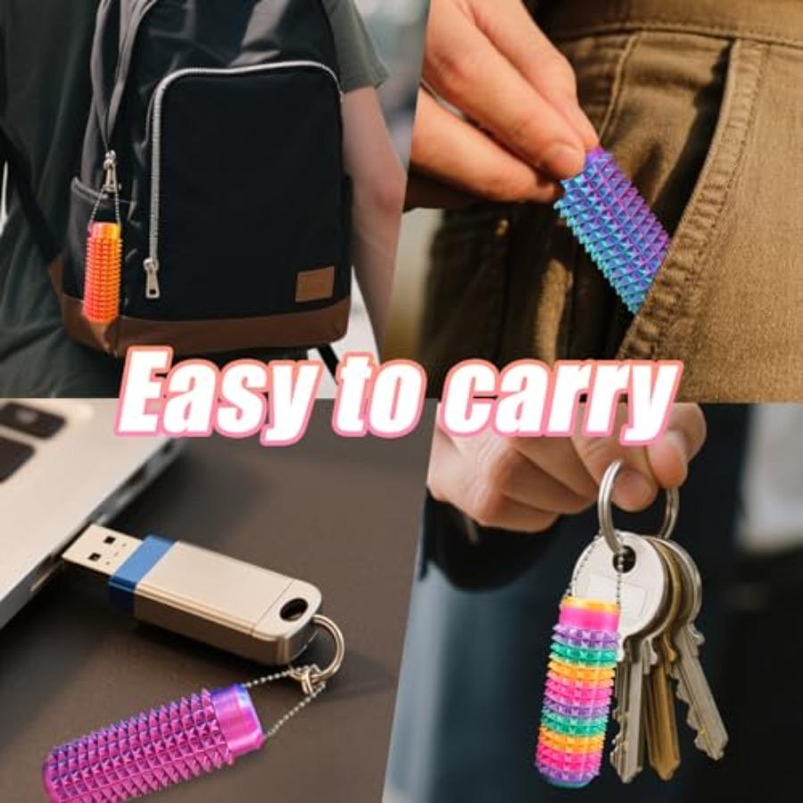 6Pcs Ouchies Pain Fidget Toys, Portable Stim Tool, Pain Stim Fidget, Little Spiky Sensory Pain Stim Keychain With Roller, Spiky