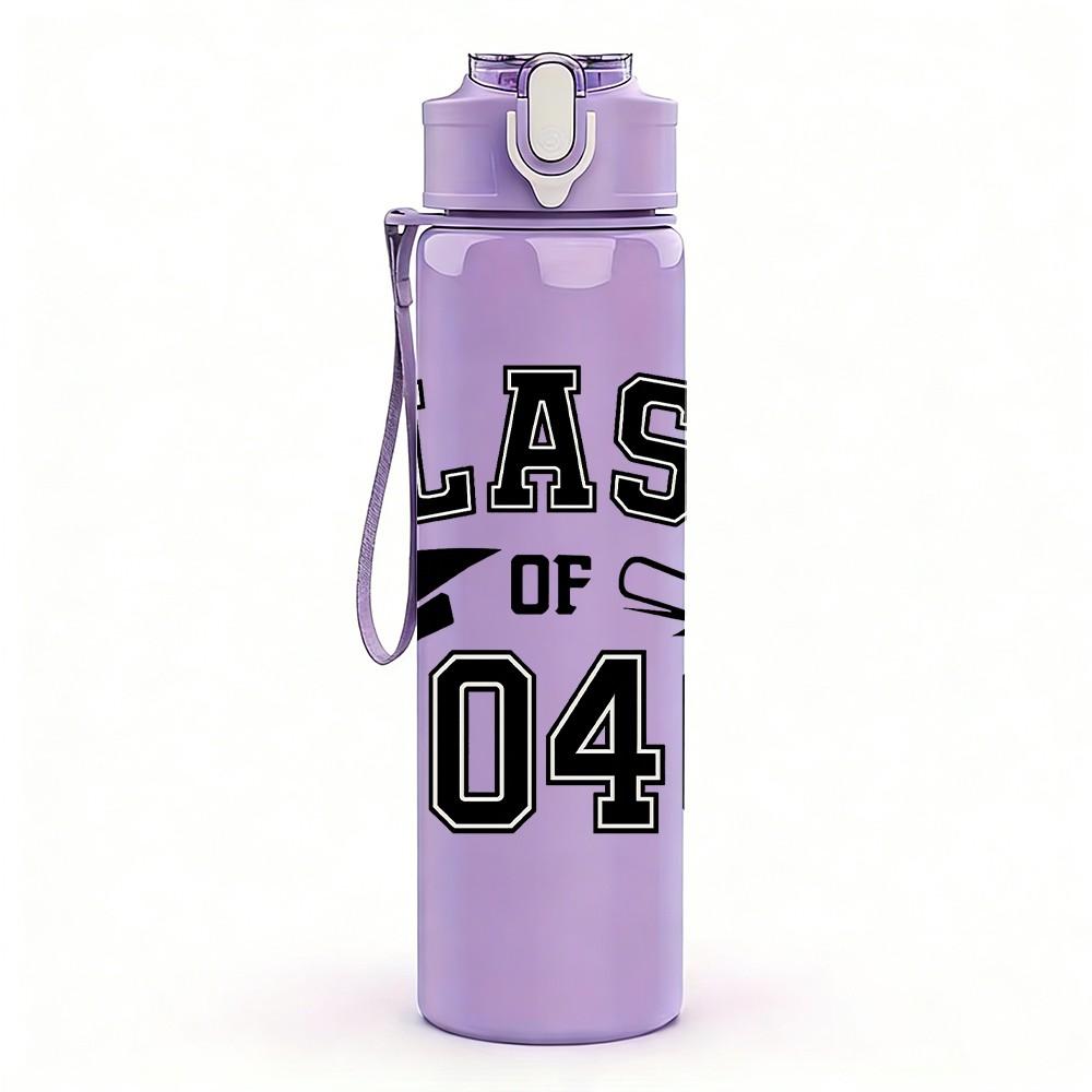 1PC Class Of 2040 Letter Print 750ml Color Plastic Sports Water Bottle Leakproof Flip Straw Lid Suitable for Sports Office Home Use