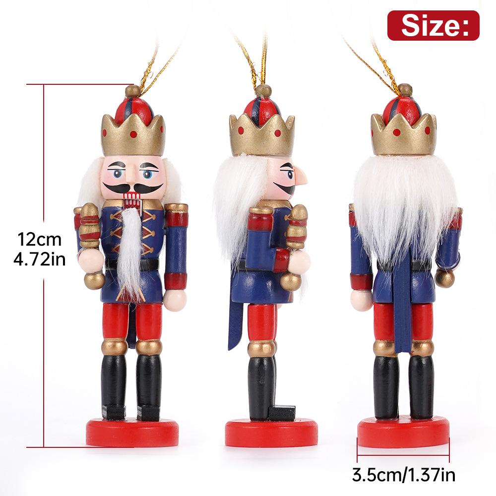 5Pcs/set 12CM Wooden Nutcracker Doll Soldier Guard Pendant Hanging Decoration Handcraft Puppet New Year Christmas Ornaments