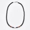 Men's Beaded Necklace with Stainless Steel and Tiger's Eye Stone Beads.
