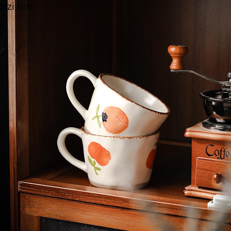 Ceramic Mug Creative Hand-painted Coarse Pottery Coffee Mug Office Afternoon Tea Milk Cup Juice Cup Water Cup Household Goods
