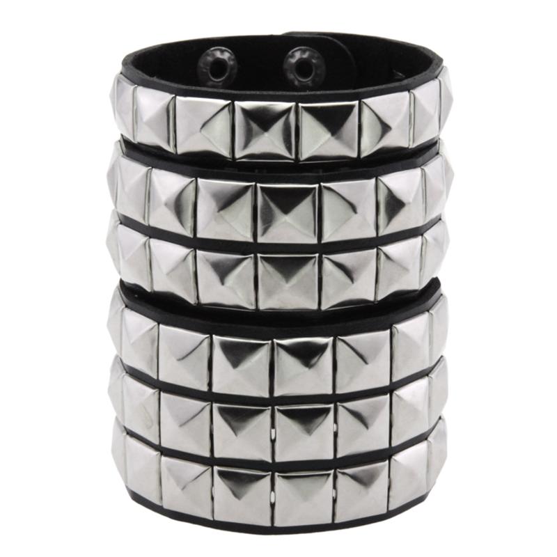 1 Stück Punk Goth Rock spitze Nieten Kegel Nieten Leder Manschette Armband Für Männer Hip Hop Frauen klobiges Armband Pulseras Schmuck