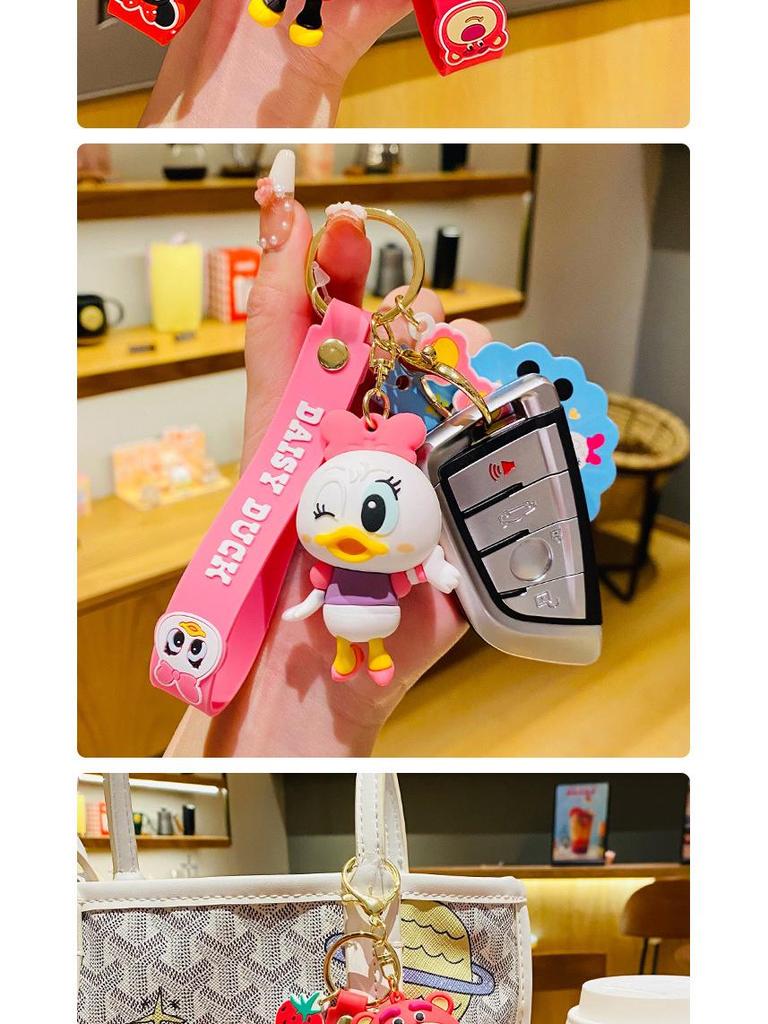Genuine Lotso Mickey Plush Keychain - Creative Couple Bag Pendant Car Keyring Small Gift.