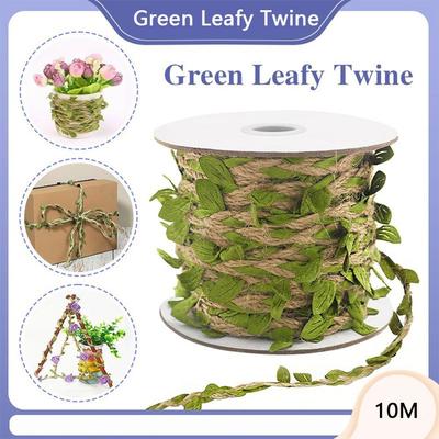 New DIY Natural Jute Twine Artificial Leaves Twine Vine Hessian Twine 5MM Green Leaves Burlap String