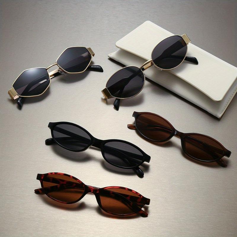 5pcs Multiple Fashionable Oval Frame Women s Glasses Metal Frame Oval Small Frame Glasses Casual Wear Matching Accessories