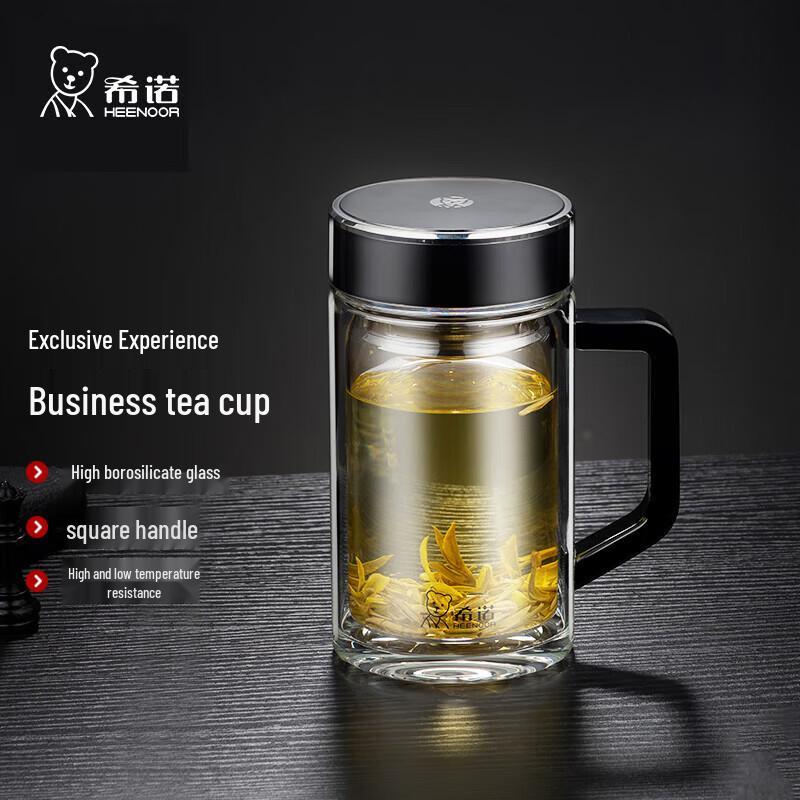 

Стеклянная чайная кружка Heenoor с двойными стенками, ручкой и ситечком