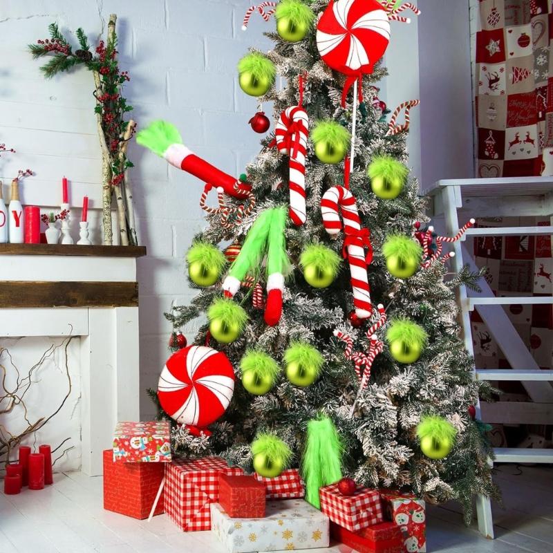 12Pcs Bright Velvety Plush Christmas Tree Balls Premium Holiday Decors For Homes Window Party Decoration