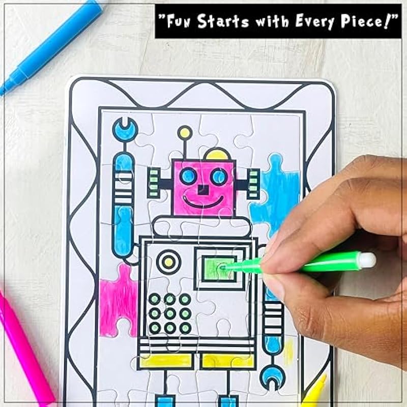 Glun Ultimate Puzzle Card Sheet, 3 Different Drawing Sheets With Each Pack 4 Colours, Color And Play Your Way Engage You 0
