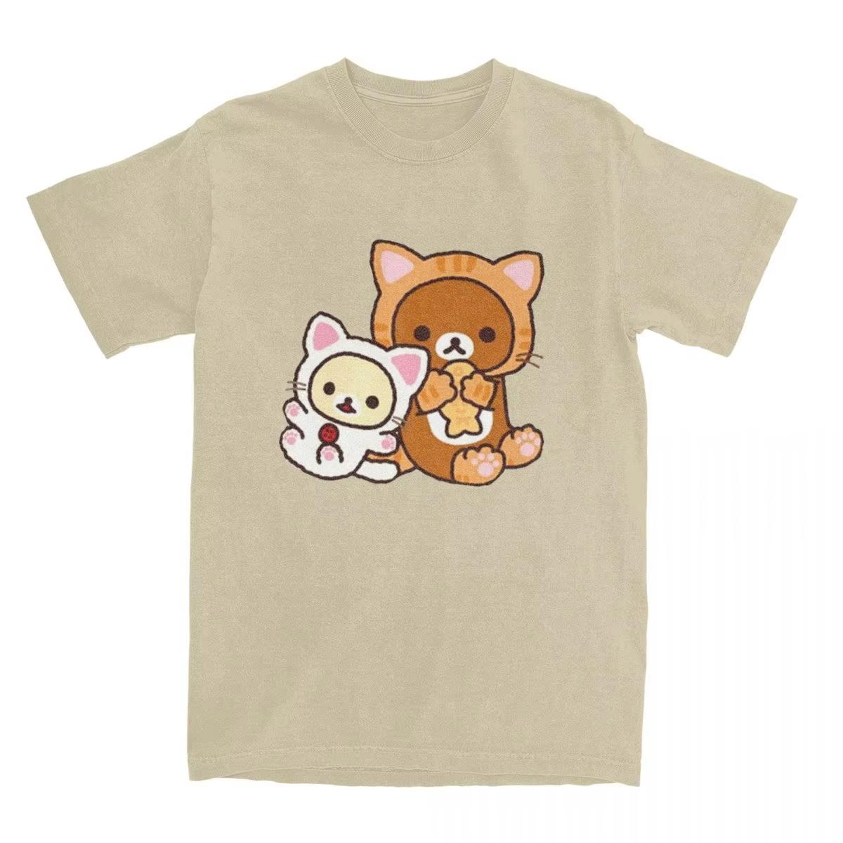 

Men Womens Rilakkuma And Korilakkuma In Costumes T Shirts Cotton Clothing Funny Round Collar Tee Shirt Plus Size TShirts 4XL