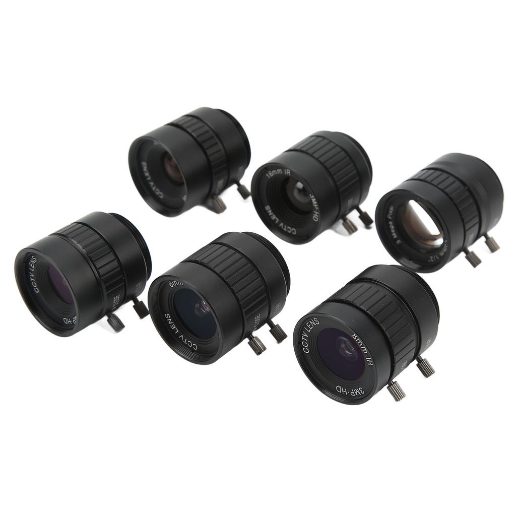 6pcs CS Mount Lens Kit 4mm to 25mm Focal Length 3MP Manual Aperture for Digital Camera