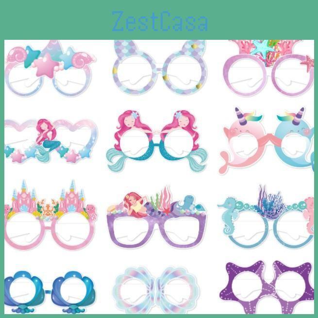 Mermaid Theme 3d Paper Glasses For Children Party Photo Decoration Booth