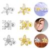 Gaibei 3D Flower & Heart Zircon Ear Studs - European/American Style