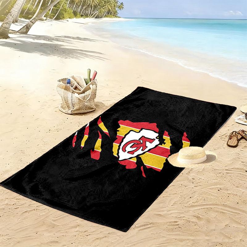 KC Chiefs Print Beach Towel, Large Soft Quick Dry Towel for Beach Camping Swimming