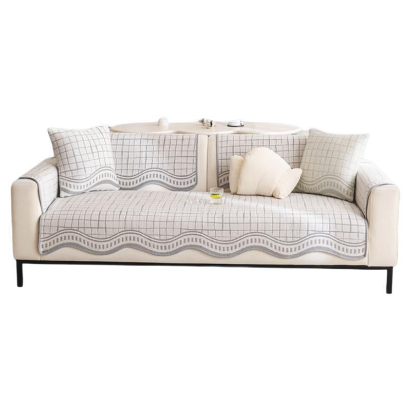 1pc Summer Cool Knitted Sofa Cushion, Plain Color Without Pattern, Non-slip Treatment On Backside, Soft and Machine Washable, Pet Friendly
