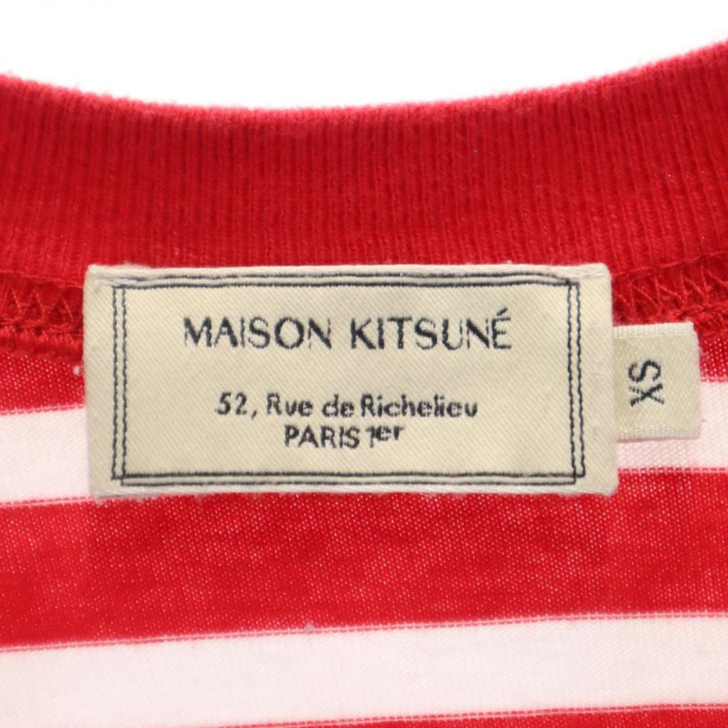 MAISON KITSUNE border Long sleeve T-shirt XS Red series Men's Used