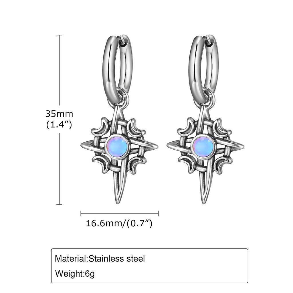 Moonstone Celtic Knot Earrings for Men Boys,Stainless Steel Hoop Earrings,Punk Hip Hop Rock Rap Cool Jewelry Accessories Gifts