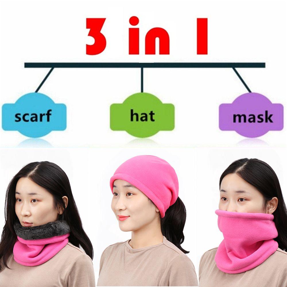 Circle Wrap Thermal Warm Neck Warmer Beanie Ski Balaclava Hat Knit Neck Scarf Fleece Snood Scarf