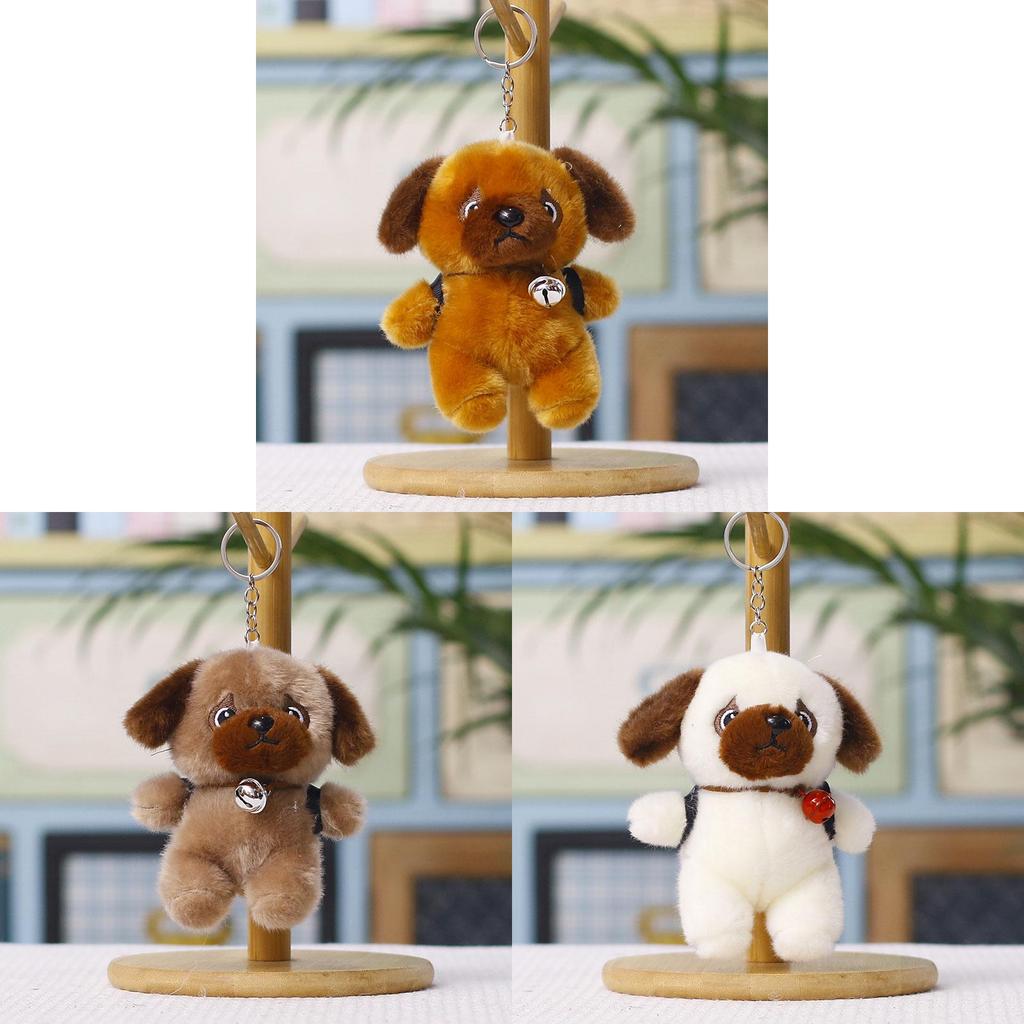 Plush Dog Keychain With Bell Cute Cartoon Backpack Gift For Kids And Teens
