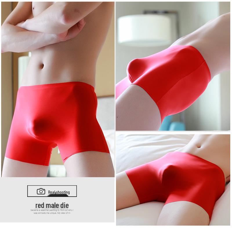 

Мужские весенне-летние бесшовные боксеры-брифы из ледяного шелка 3D – Легкие, прозрачные, больших размеров 4XL красный