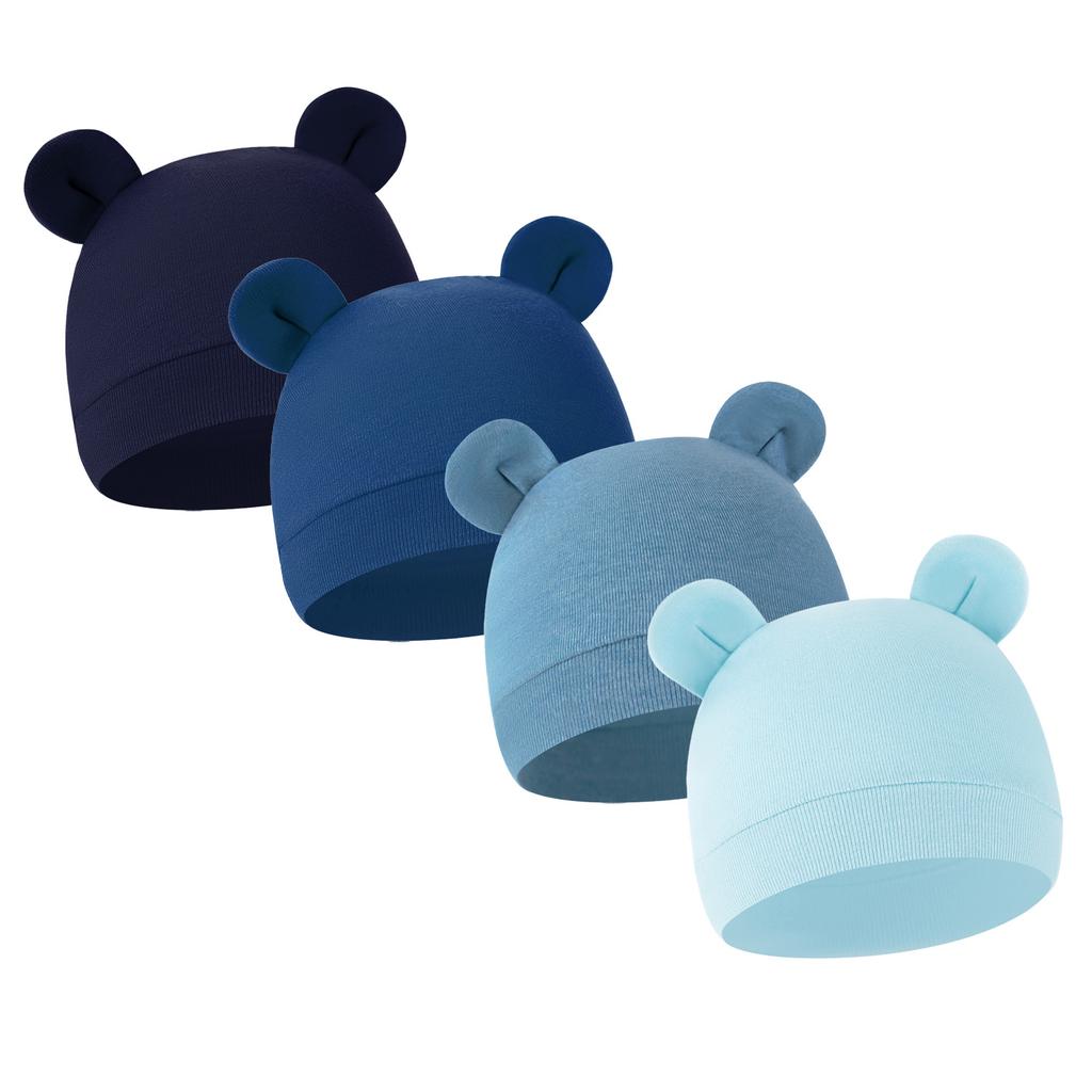 Newborn Baby Solid Color Single Layer Mickey Hat Cute Ear Pullover Cap for Baby Boys Girls