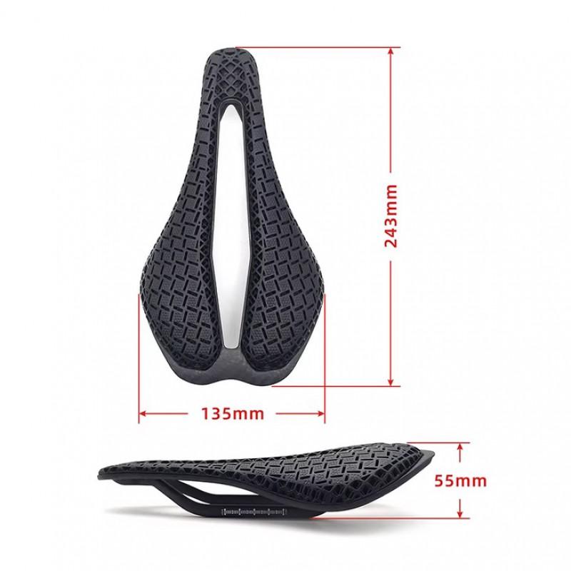 3D Printed Carbon Fiber Short Nose Bike Saddle Road Mountain Bicycles Hollow Comfort Seat Pad