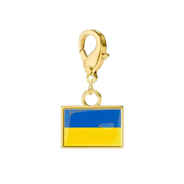 Stainless Steel Country Flag Bracelet Pendant Hand Chain Charm Travel Wristlet Keychain with Lobster Clasp and Small Profile
