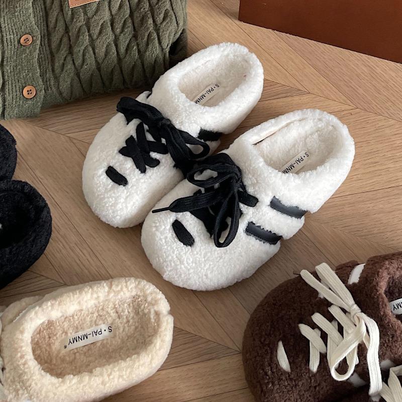 Winter Slippers Woman Platform Plush Slippers Women Outside New Autumn Winter Wear Non Slip Baotou Cotton Slippers for Women