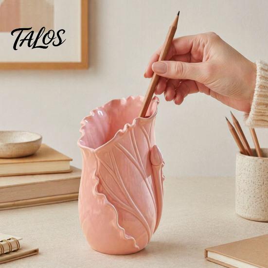 Decorative Pencil Holder for Office Lotus Leaf Pen Holder, Modern Creative Cup Desk Organizer Supplies Makeup Brushes Sustainable Stationery Storage