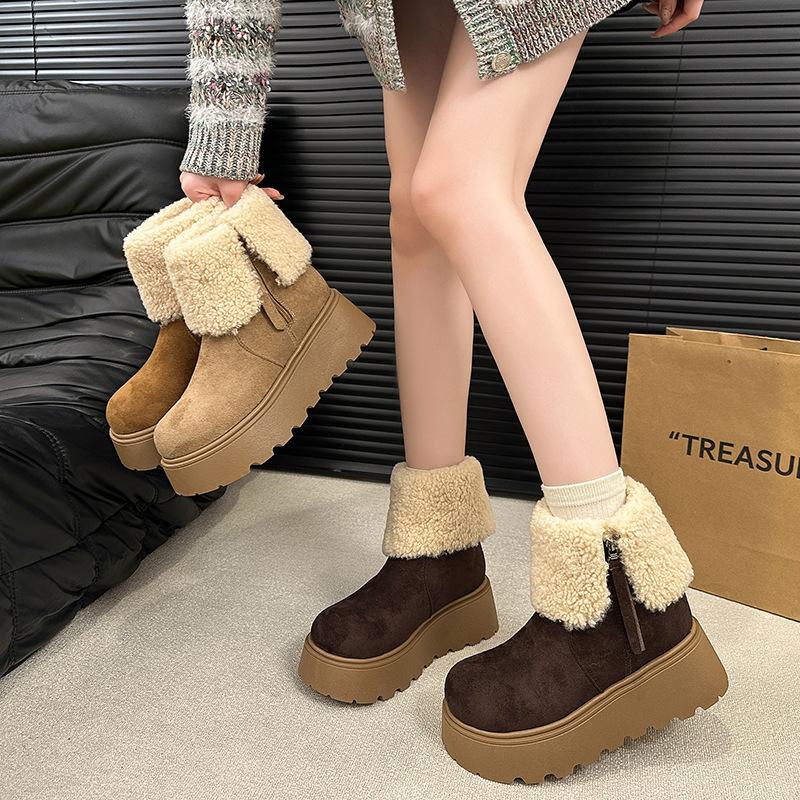 Women's fashion soft elastic winter warm cold padded snow boots thick-soled non-slip wear-resistant outdoor leisure sports cotton boots