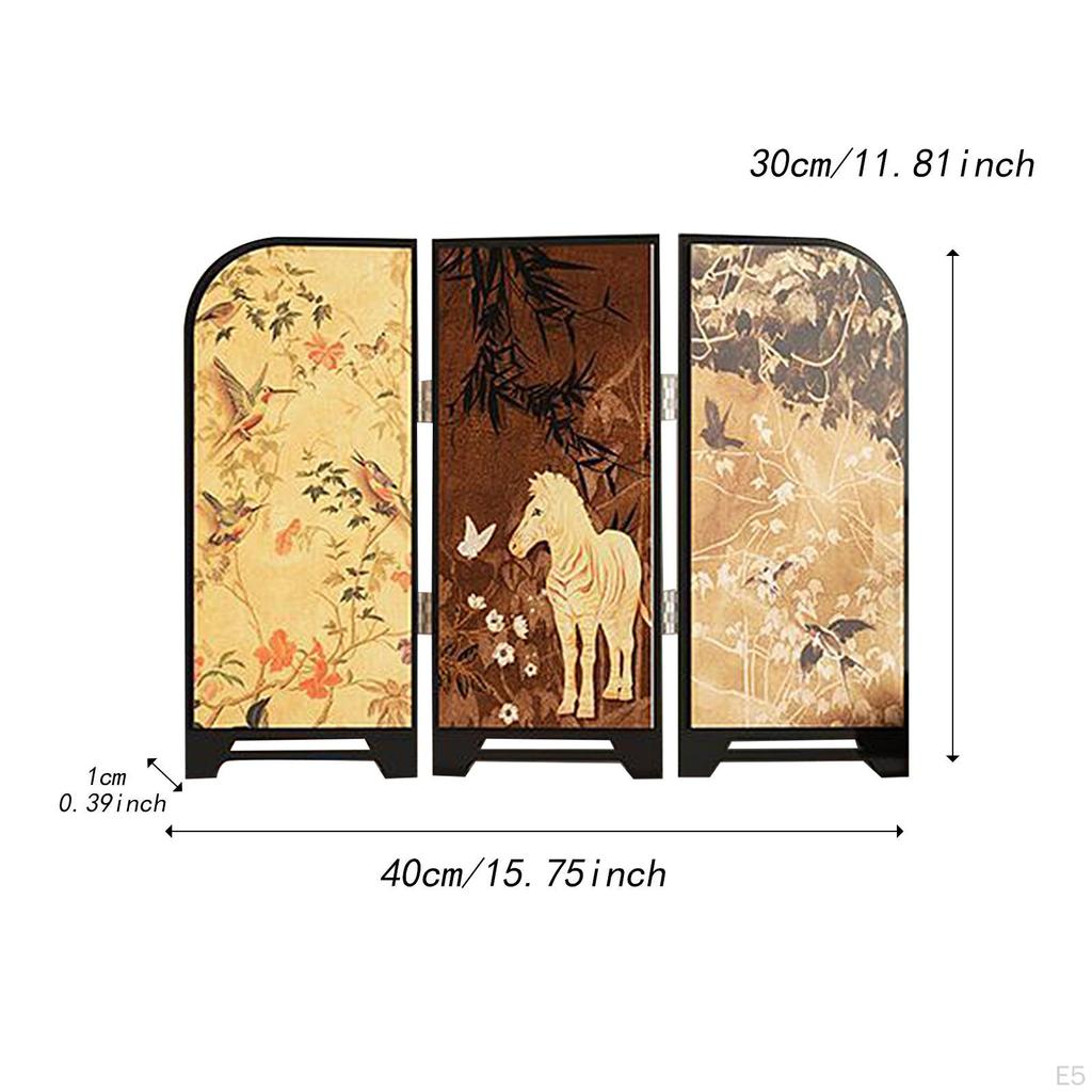 Decorative Screen 3 Panel Artistic Table Decor Partition Divider for Dining Room Fireplace Office