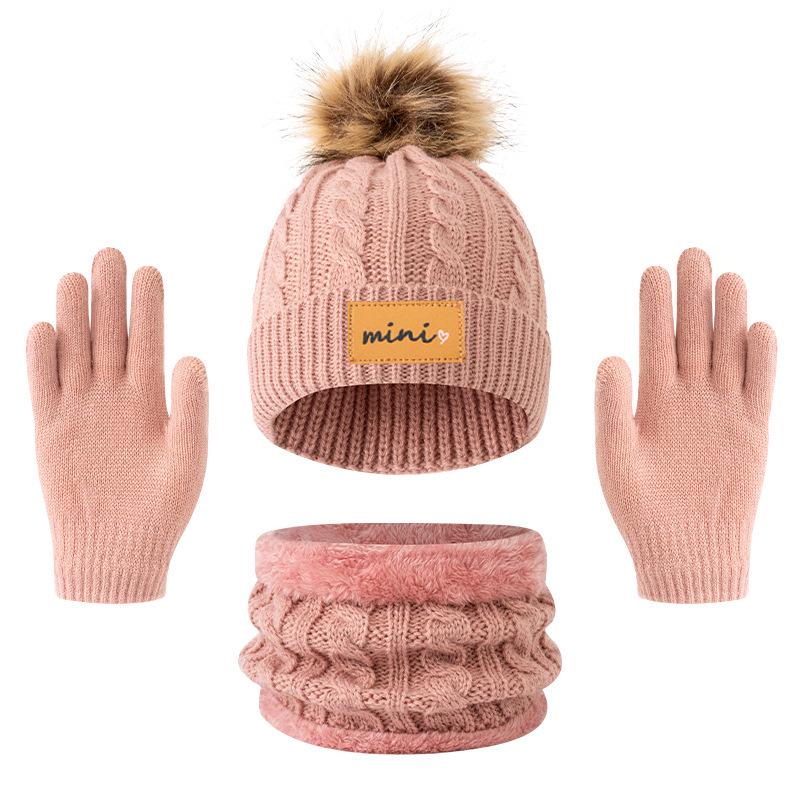 Xiyin Kids' Winter Knit Hat, Scarf & Gloves Set with Velvet Lining