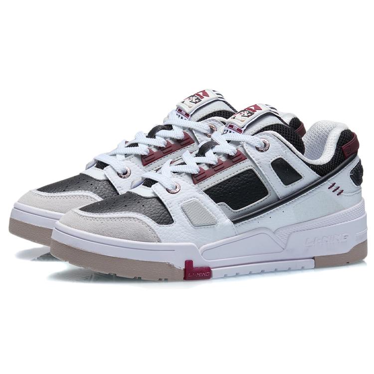 New LiNing Slip Resistant Low Top Skateboard Shoes Women's White Black AGCR400-2