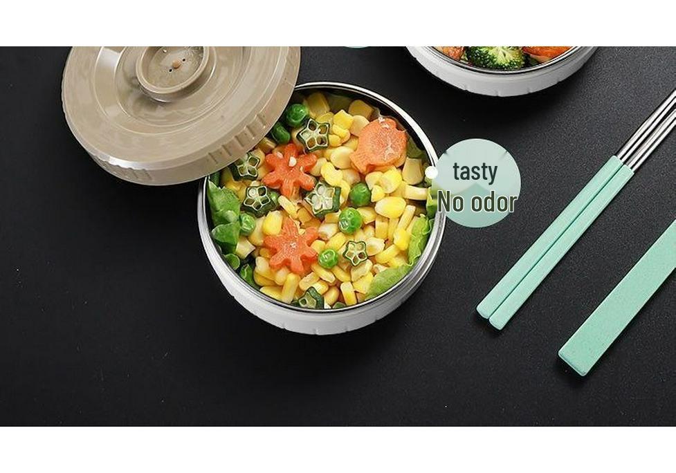 316 Stainless Steel Insulated Portable Lunch Box for One - Double Layer Vacuum Design for Home, Office, or School.