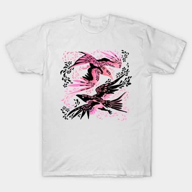 Men Black Print T-shirt Cherry Blossom Ravens No-Cut Transfer Paper Print Cotton Tshirt 3XL белый