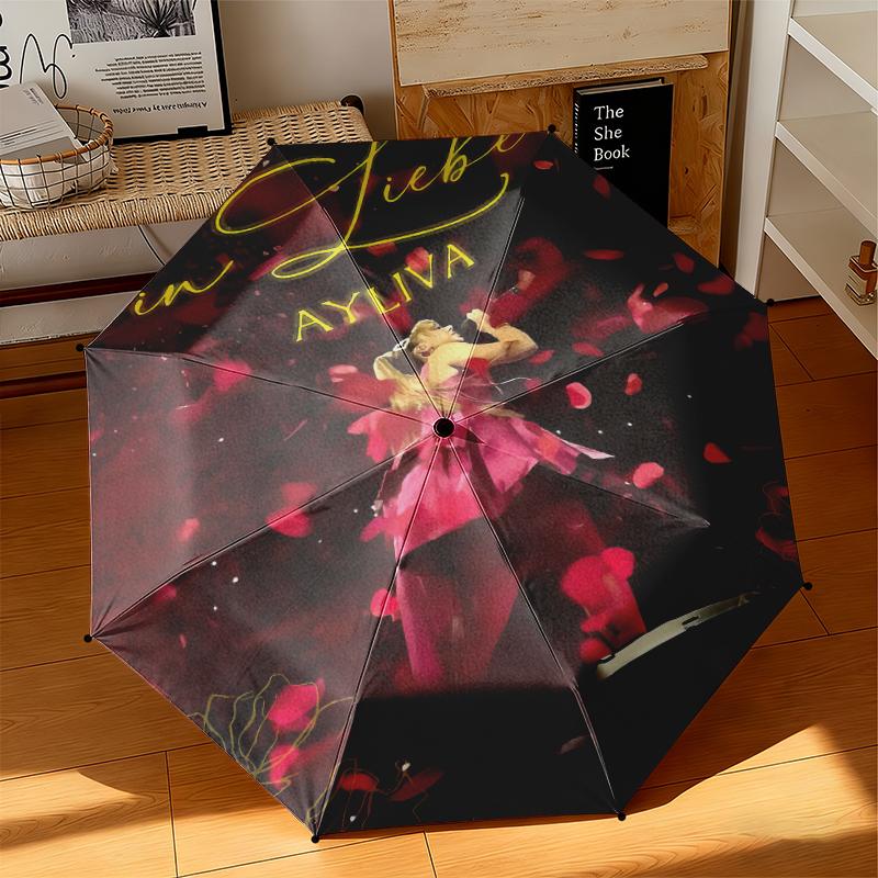 1pc Ayliva's Album Cover Umbrella Portable Folding Umbrella Iron Frame Hole Bone Structure Outdoor Home Umbrella