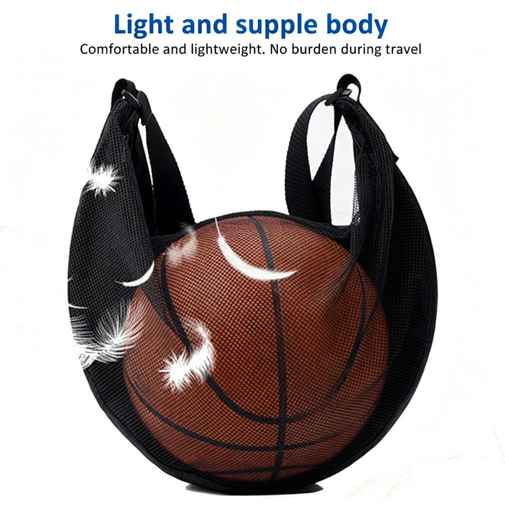 Portable Zipper Pocket Mesh Shoulder Bag Storage Bags Gym Sports Net Backpack Basketball Soccer Football Volleyball Match Bag