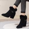 Fashion Women Fur Winter Warm Pointed Ankle Boots 2024 New Luxury Rhinestone Decoration Zipper Women Boots Comfortable Female Shoes