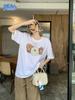Cute Donut Printed T-shirt for Men and Women Fashion Pure Cotton T-shirt Summer Comfy Commute Short Sleeve Top 90s Graphic Tee