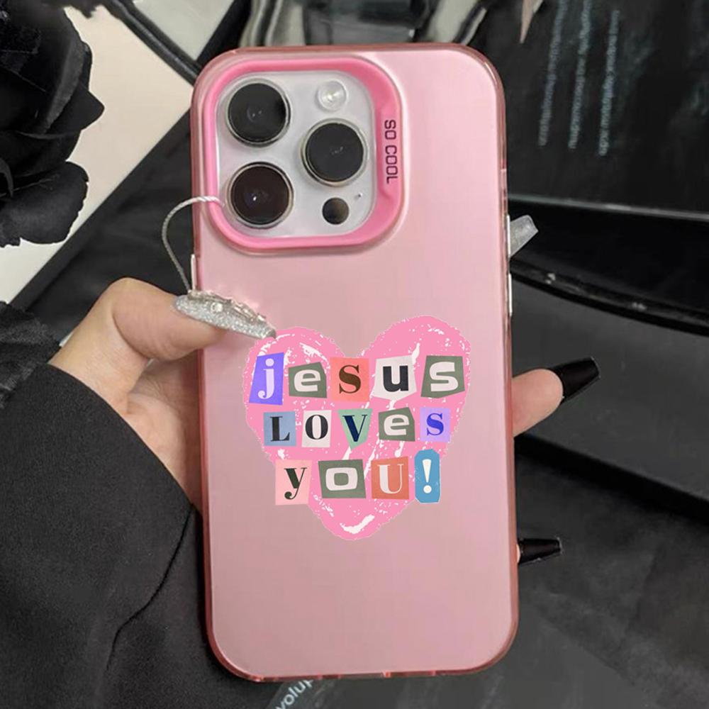 

Jesus God Quote Scrawl Phone Case For iPhone 16,15,14,13,12,11,Pro,Max,Plus,Mini,XS,SE Anti Fall Pink Matte Hard Bumper iPhone16